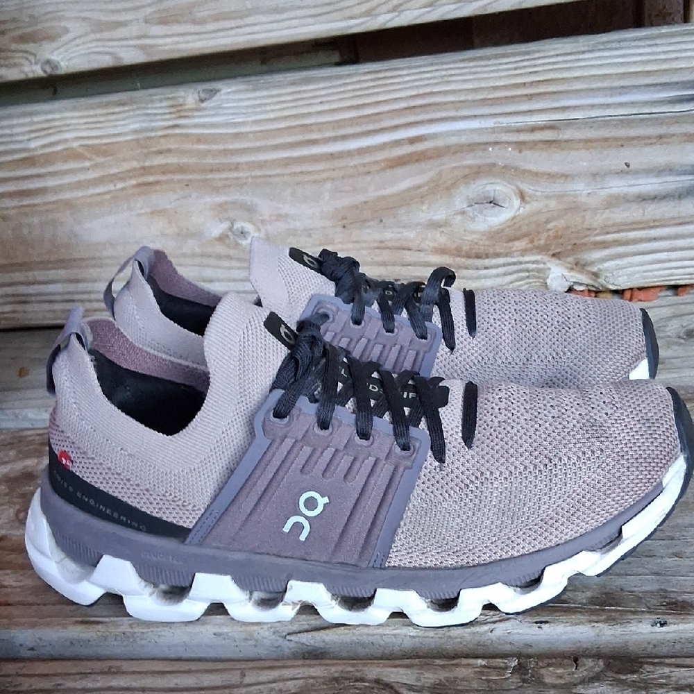 On Running Cloudswift Taupe and Black Athletic Shoes - Picture 2 of 12